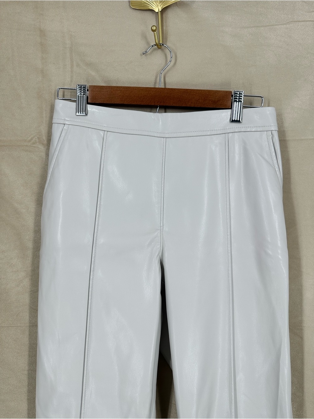 BANANA REPUBLIC Vegan Leather High Rise Tapered Ankle Straight Leg Trousers Pant - Picture 3 of 11